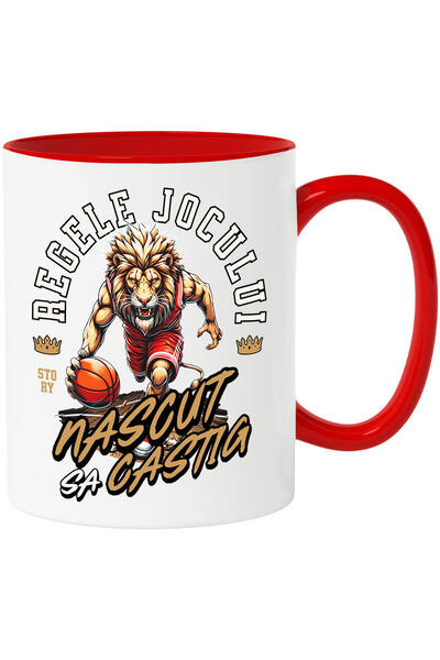 StoryGift Romania Cana cu Regele Leu Furios Jucator de Bascketball Sport Meci...