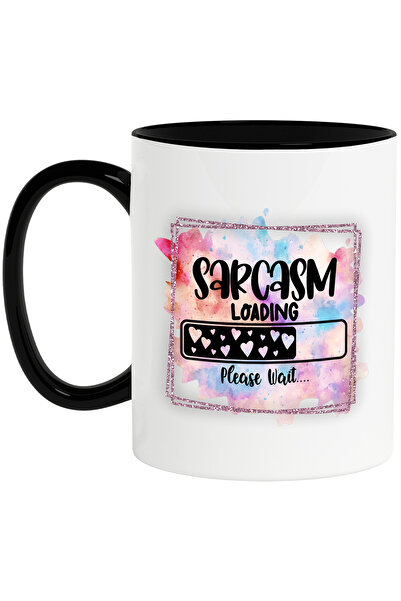 StoryGift Romania Cana cu mesajul "Sarcasm loading, please wait...", ilustratie, amuzant, razi, co, Cu Maner Negru