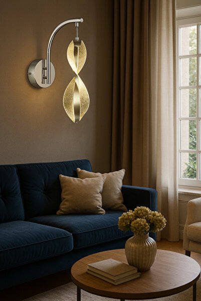 VAV AVİZE Sarmal Tekli Gümüş LED Aplik – 3 Renk Işık Seçeneğiyle Modern ve Şı...