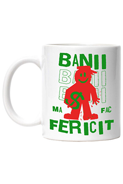 StoryGift Romania Cana banii ma fac fericit silueta om simbol dolar, 330ml, C...