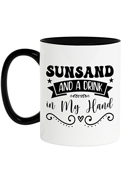 StoryGift Romania Cana cu mesajul "Sunsand and a drink in my hand", ilustrati...