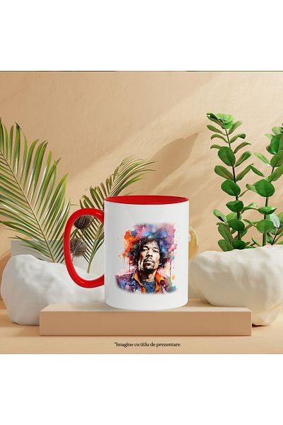 StoryGift Romania Mug With Jimi Hendrix, Guitarist, Celebrity, Musician, Multicolor 330 ml, Ceram, With