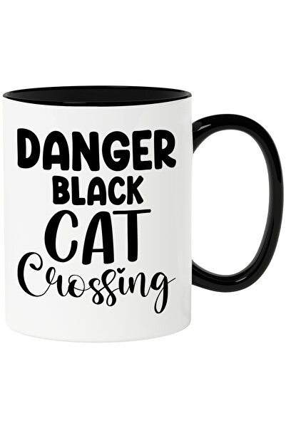 StoryGift Romania Cana cu textul in engleza "Danger, black cat crossing" - Pe...