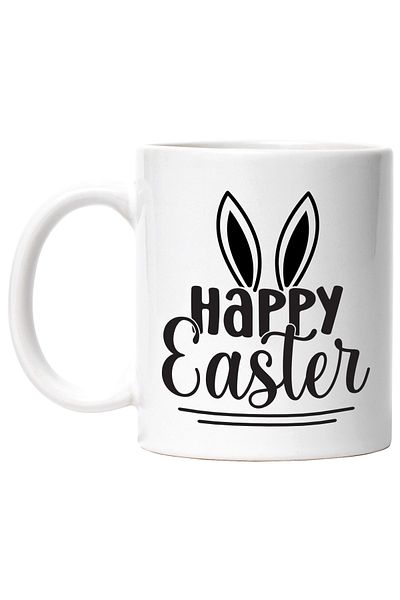 StoryGift Romania Mug with rabbit ears and the wish "Happy Easter" - Happy Easter! with Mane, White Handle
