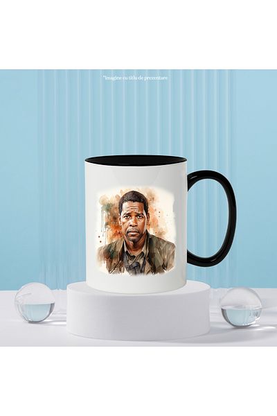 StoryGift Romania Cana Cu Idris Elba, Actor Celebru, Iubitori De Filme, Multicolor 330 ml, Ceramic, Cu Maner Negru