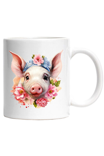 StoryGift Romania Cana cu un purcel curios | ilustratie | flori | arta abstra...