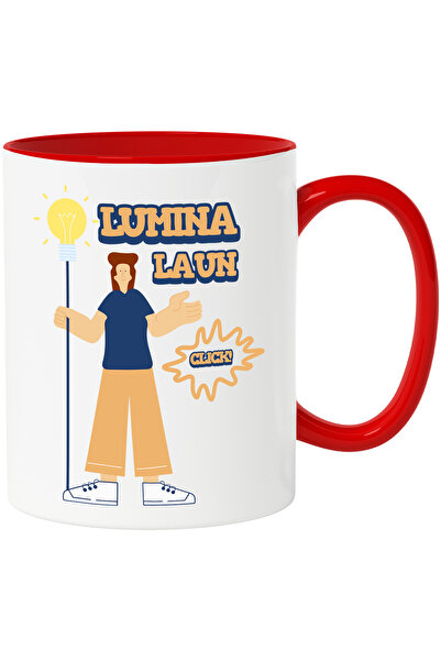 StoryGift Romania Cana Fata Cu Bec Text lumina la un click, 330ml, Ceramic cu...