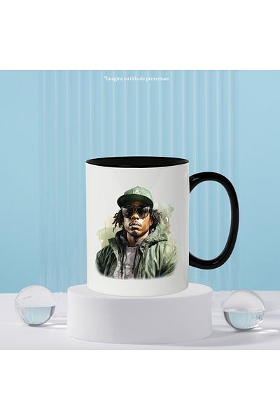 StoryGift Romania Mug With Future, Celebrity, Rapper, Musician, Multicolor 330 ml, Ceramic with Ma, With