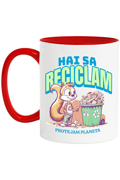StoryGift Romania Cana cu Animal Veverita Tomberan Deseu Reciclat Text Hai sa...