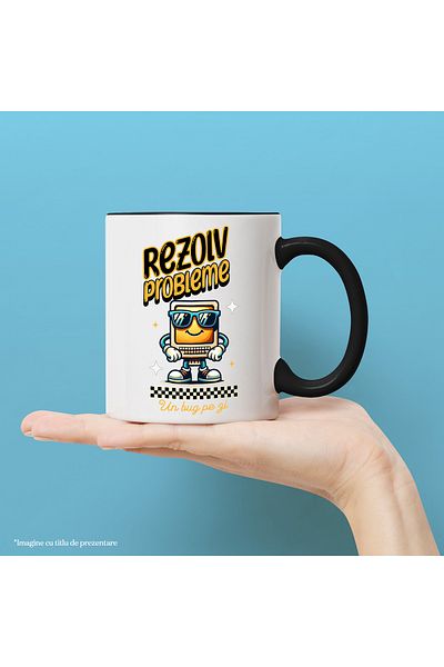 StoryGift Romania Computer mug happy programmer Text Solve problems, one bug a day, 330ml, Sky, With, STG