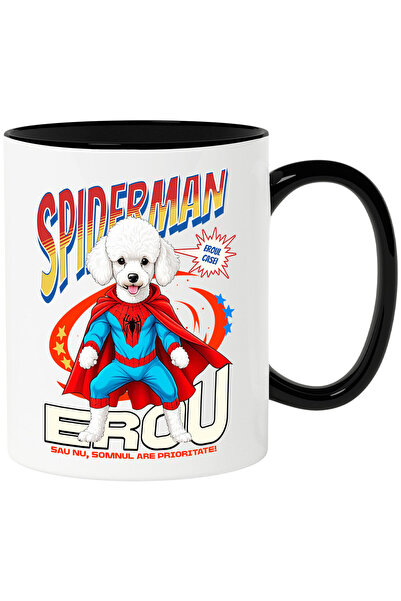 StoryGift Romania Cana cu Pudel / Poodle Caine In Costum de SpiderMan cu Pele...
