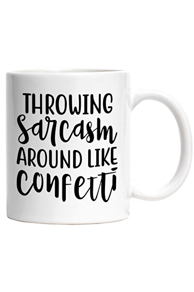 StoryGift Romania Cana cu textul "Aruncand cu sarcasm in jur cum arunc cu con...