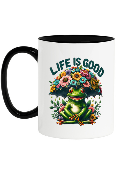 StoryGift Romania Cana cu o broasca cu mesajul "Life is good", stilul hippie,...