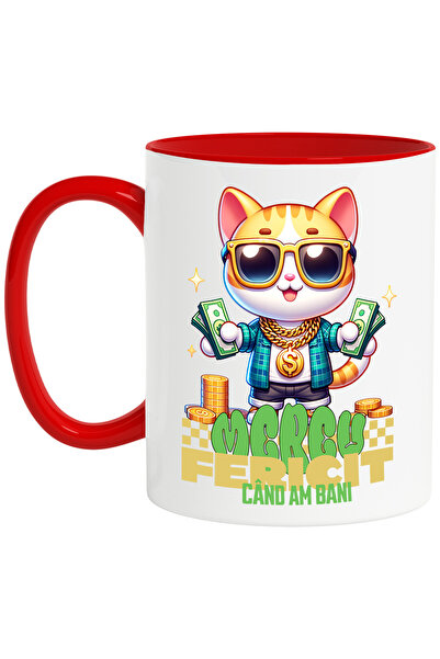 StoryGift Romania Cana Pisica gangster cu ochelarii de soare si bacnote, 330m...