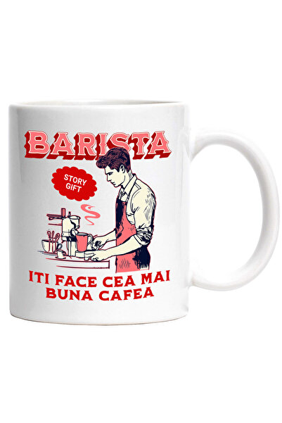 StoryGift Romania Cana cu Barbat Barista meserie cafea Munca text Iti face Ce...