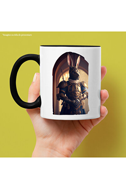 StoryGift Romania Cana Cu Iepure in Costum de Soldat, Albastru cu Auriu, Razb...