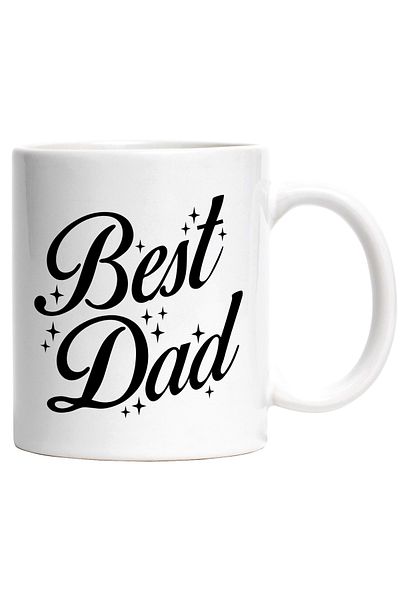 StoryGift Romania Cana cu Text in Engleza Best Dad, Cel mai Bun Tata, Luminite, Cana Inscriptionat, Cu Maner Alb