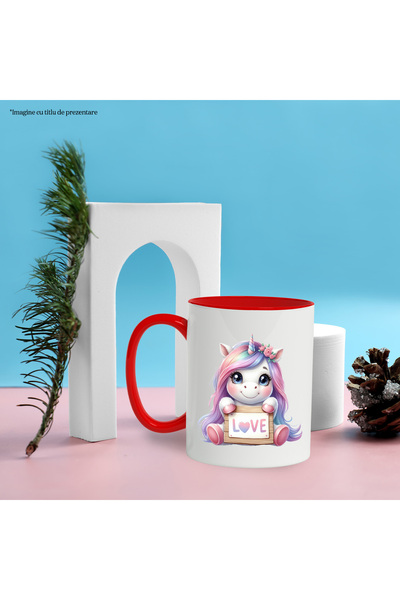 StoryGift Romania Mug with a unicorn, illustration, blushing, love, Valentine's Day, gift, but,, With ,STG.