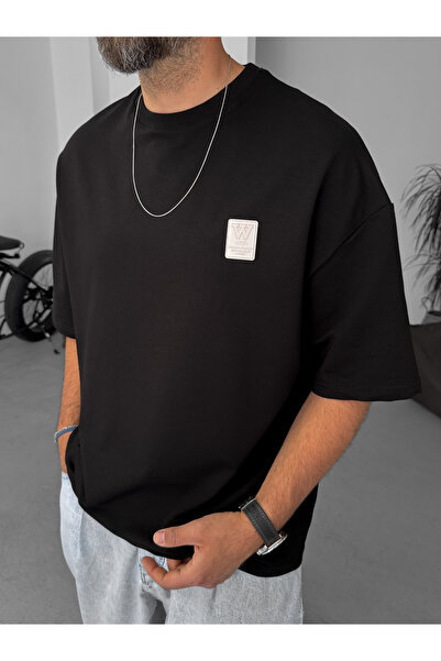 BYBASICMAN Siyah W Detaylı Oversize T-Shirt BY-069