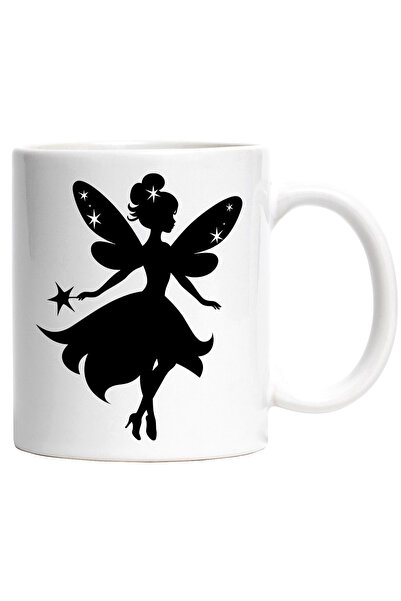 StoryGift Romania Cana cu o zana care are o rochie - stelute cu Maner Alb, Cu...