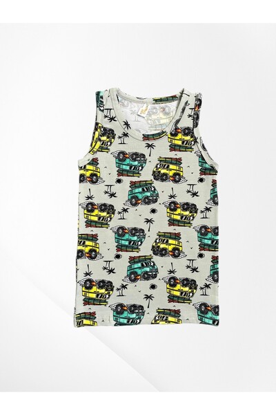 elmas kids Σετ μπόξερ από 100% βαμβάκι για αγόρια με μοτίβο παλάμης από ανθρακί με ραμμένο διχτυωτό μέρος