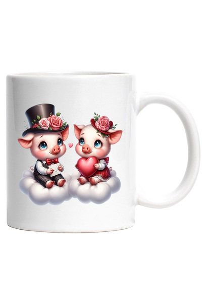 StoryGift Romania Cana cu o purcelusa si un purcel care stau pe norisori | il...