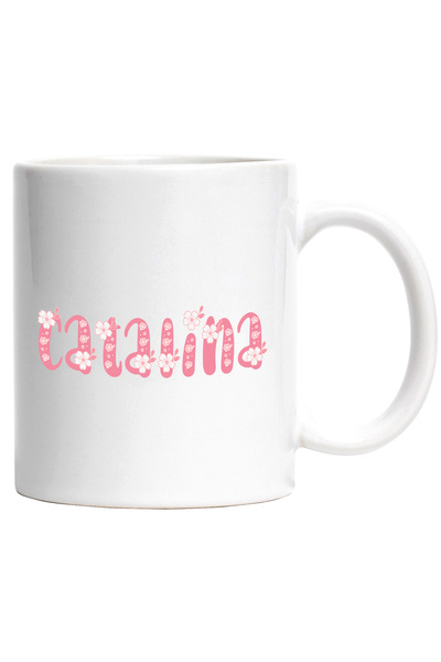 StoryGift Romania Cana Cu Numele Catalina, Flori, Colorat, Roz, Dragut, 330ml...