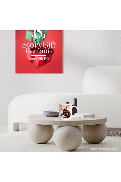 StoryGift Romania Cana Om puternic exercitii fizice sport gym motivat, 330ml, Ceramic cu Maner Alb, Cu Maner Alb