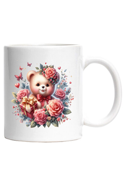 StoryGift Romania Cana cu un ursulet de plus | ilustratie | trandafiri | flor...