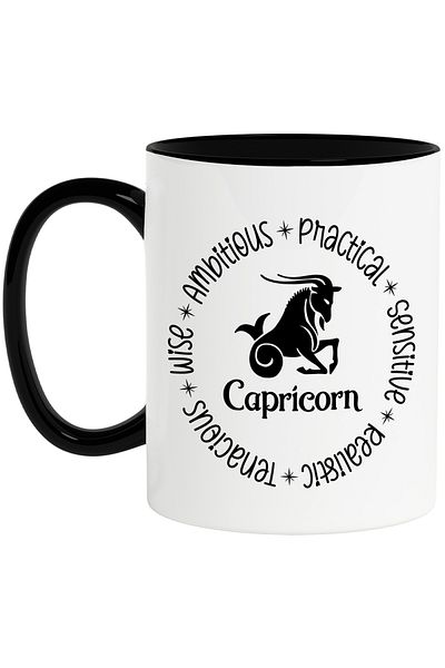 StoryGift Romania Mug with Capricorn zodiac sign, illustration, zodiac sign, astrology, symbol, sign, wise,, With ,STG