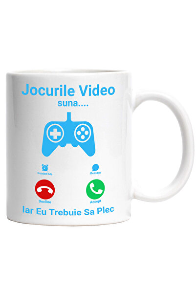 StoryGift Romania Cana cu Apel Telefonic Maneta Jocuri Video Text Jocurile Video Suna Trebuier sa , Cu Maner Alb