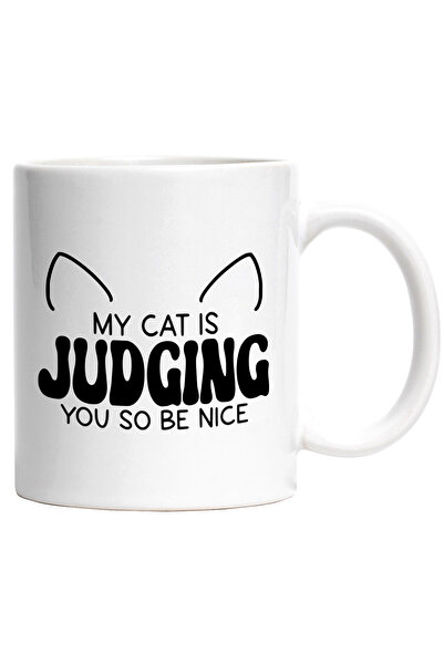 StoryGift Romania Cana cu textul "Pisica mea te judeca, deci fii bun" - felin...