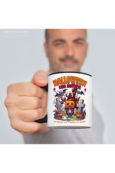 StoryGift Romania Mug with Pumpkin Head Man Text Hallowen Haunted House Be Careful It Might Get You Washed, With ,STG