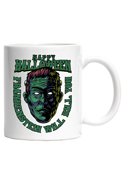 StoryGift Romania Cana Cu Mesaj In Engleza Happy Halloween, Frankenstein, Mon...