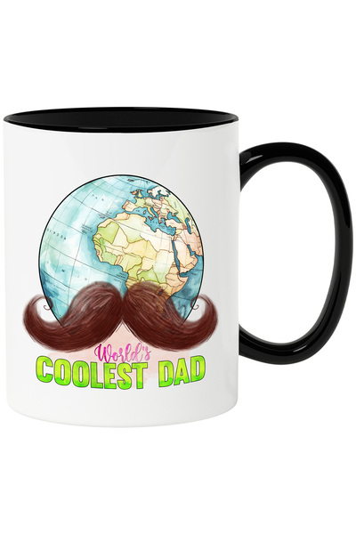 StoryGift Romania Cana cu globul pamantesc cu mustata cu mesajul "World's coo...