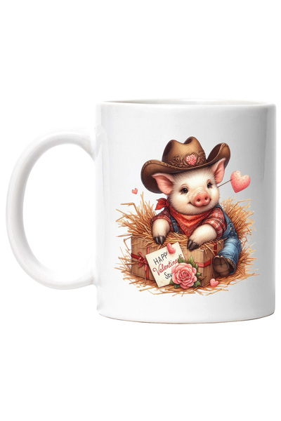 StoryGift Romania Cana cu un porcusor cowboy, ilustratie, Vestul Salbatic, cu...