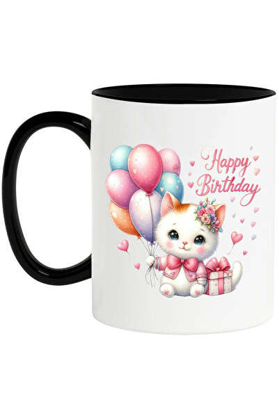 StoryGift Romania Cana cu o pisicuta cu mesajul "Happy birthday", la multi an...