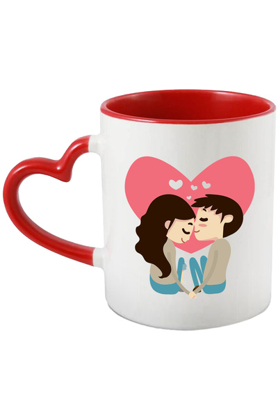 StoryGift Romania Cana Cu Cuplu, Inima, Sarut, Multicolor 330 ml, Ceramica cu...