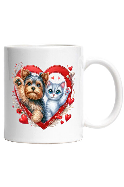 StoryGift Romania Cana cu o pisicuta si un catel blanos care fac cu mana | il...