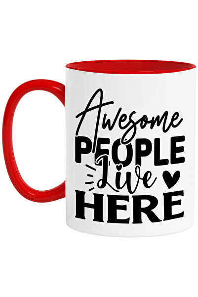 StoryGift Romania Cana cu inimioare si textul "Awesome people live here" - oa...