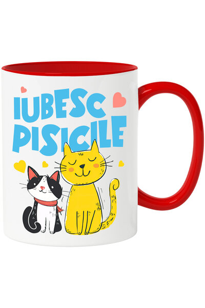 StoryGift Romania Cana cu Portret Doua Pisci Portocalie Si Neagra Text Iubesc...