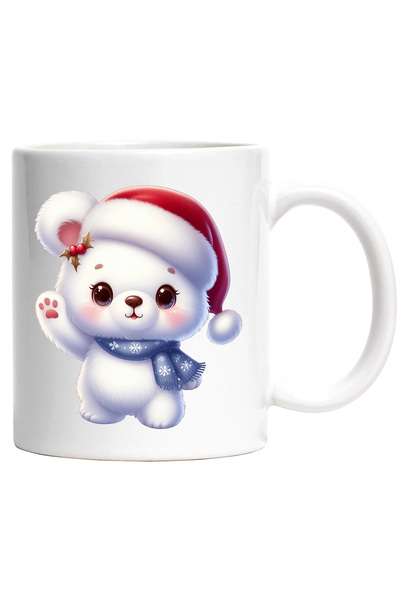 StoryGift Romania Cana cu un ursulet polar care poarta o caciula de Craciun |...