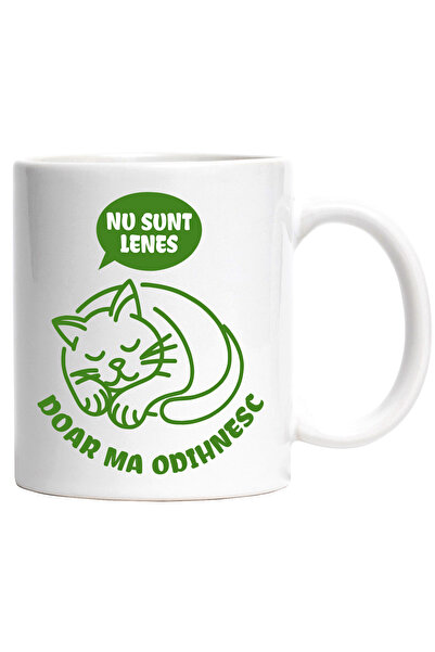 StoryGift Romania Cana Pisica ce doarme text haios NU SUNT LENES DOAR MA ODIH...