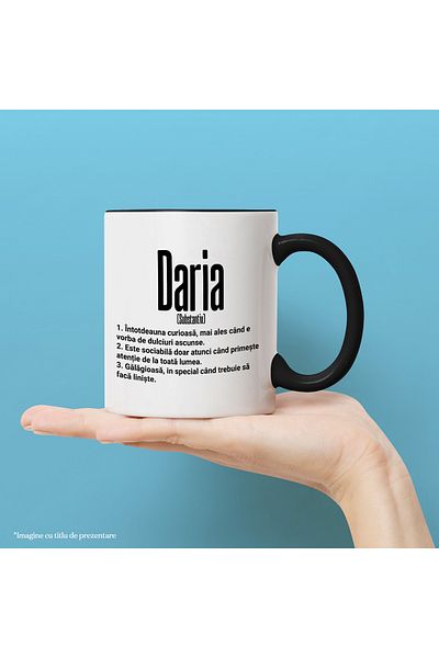 StoryGift Romania Mug With The Name Daria, And Funny Message, Curious, Sociable, Noisy, 330ml, , With