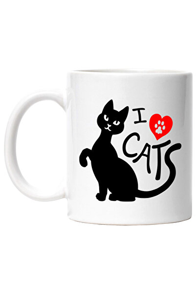 StoryGift Romania Cana cu o pisica si mesajul in engleza "I love cats" - iube...