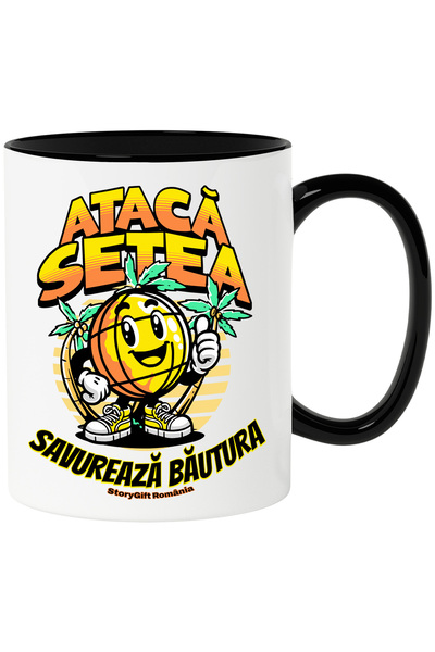 StoryGift Romania Cana Ataca setea, savureaza bautura portocala plaja, 330ml,...