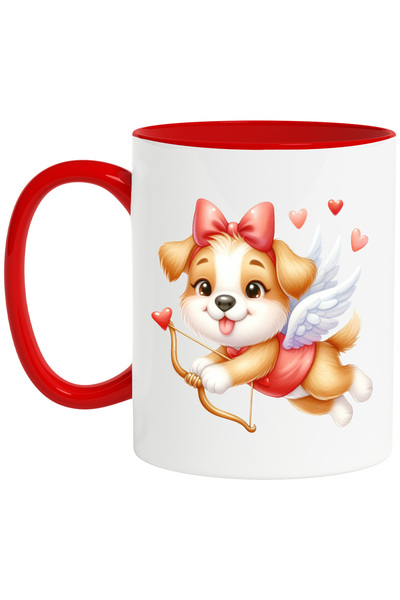 StoryGift Romania Cana cu un catelus Cupidon | ilustratie | arc | inimioare |...