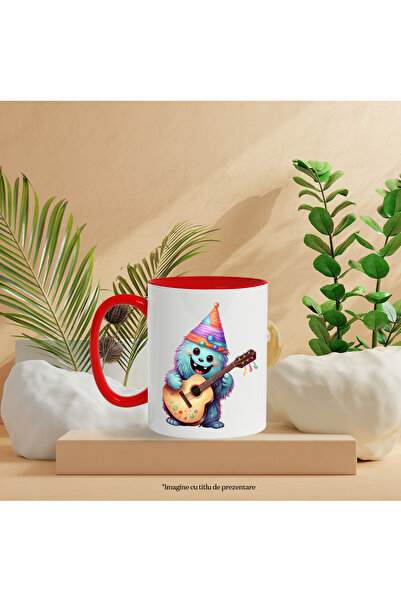 StoryGift Romania Mug with a cheerful creature playing the guitar | melody | helmet | mu instrument, Cu ,STG