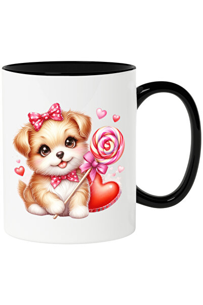 StoryGift Romania Cana cu un catelus vesel | ilustratie | acadea | inimi | ap...