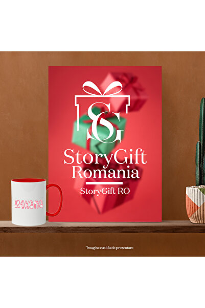 StoryGift Romania Mug With Name Roxana, Flowers, Colorful, Pink, Cute, 330ml, Ceramic with Red Handle, With,STG.